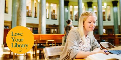 A female student studies in the Brotherton reading room