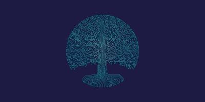 Circuitry with lines and nodes in the shape of a tree
